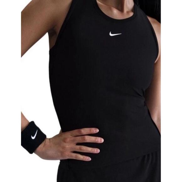 $85 Nike Women’s Court Dri-Fit Victory Tennis Dress XS NEW FQ1780 BLACK - Picture 2 of 8